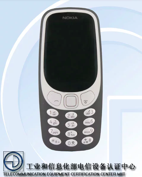 Характеристики Nokia 3310 4G из базы данных TENAA