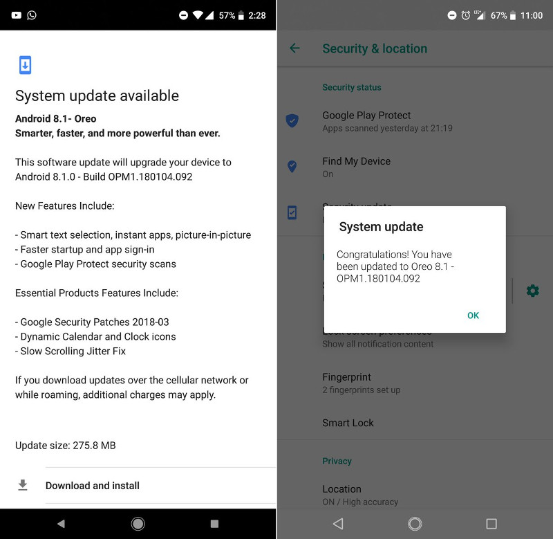 Essential Phone получает обновление до Android 8.1