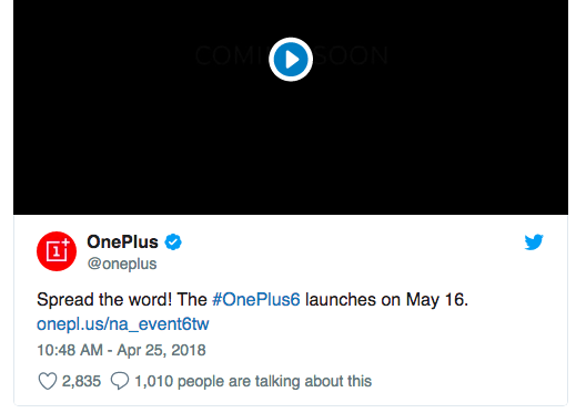 Официально: дата презентации OnePlus 6