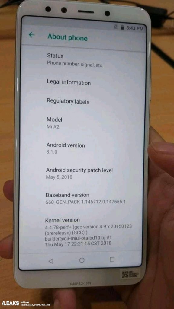 Новое фото подтверждает существование Xiaomi Mi A2