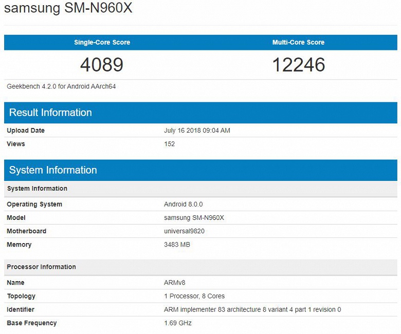 Samsung Galaxy Note 9 с новым чипом бьет рекорды Geekbench?