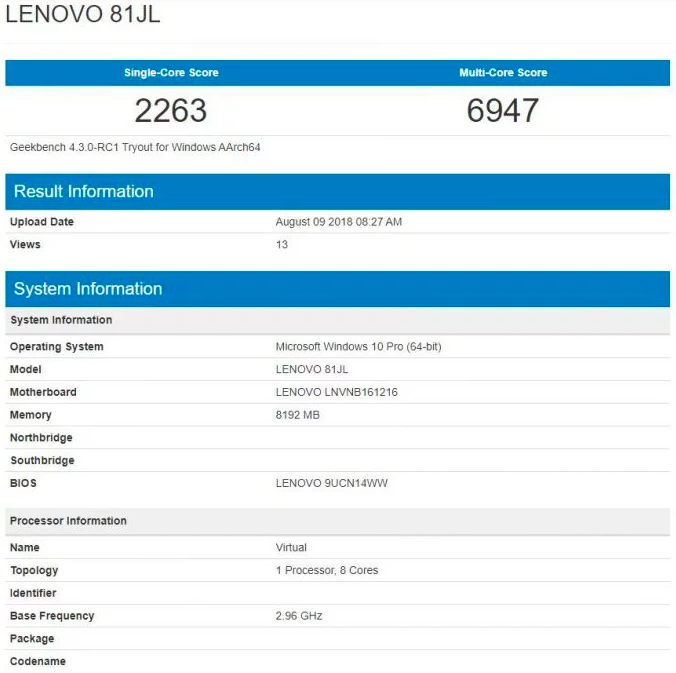 Lenovo готовит Windows-ноутбук на базе Snapdragon 850