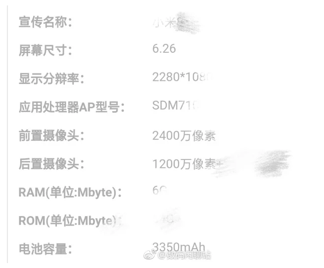 Опубликовали характеристики Xiaomi Mi 8 Youth